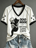 Women's Casual Black Cat Print Halloween Top
