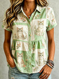 🐾 Buy 3 Save 10%🐱Women's Casual Cat Floral Print Shirt💛100% For Shelter Pets🐱🐶