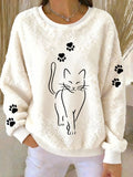 Women'S Cute Cat Print Casual Flannel Top