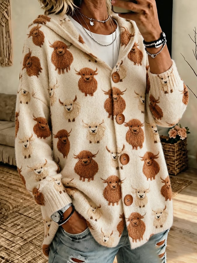 Women's Highland Cow Print Top