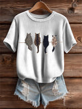 Women's Animal Cat Print Short SleeveT-shirt