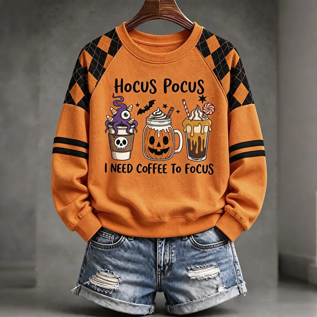 Women's Halloween Print Crew Neck Casual Sweatshirt