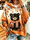 Women's Casual Printed Hooded Sweatshirt