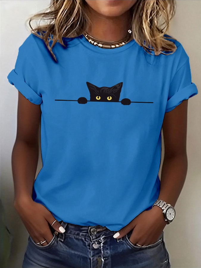 Women's Cat Print T-Shirt
