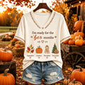 Women's I'm Ready For The 'ber Months Print V Neck Short Sleeve Casual T-shirt