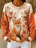 Women's Autumn Fox  Printed Casual Sweatshirt