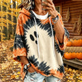 Women's Halloween Tie-dye Ghost Print Sweatshirt