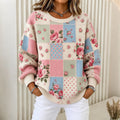 Women's Retro Floral  Pattern Art Casual Knit Sweater