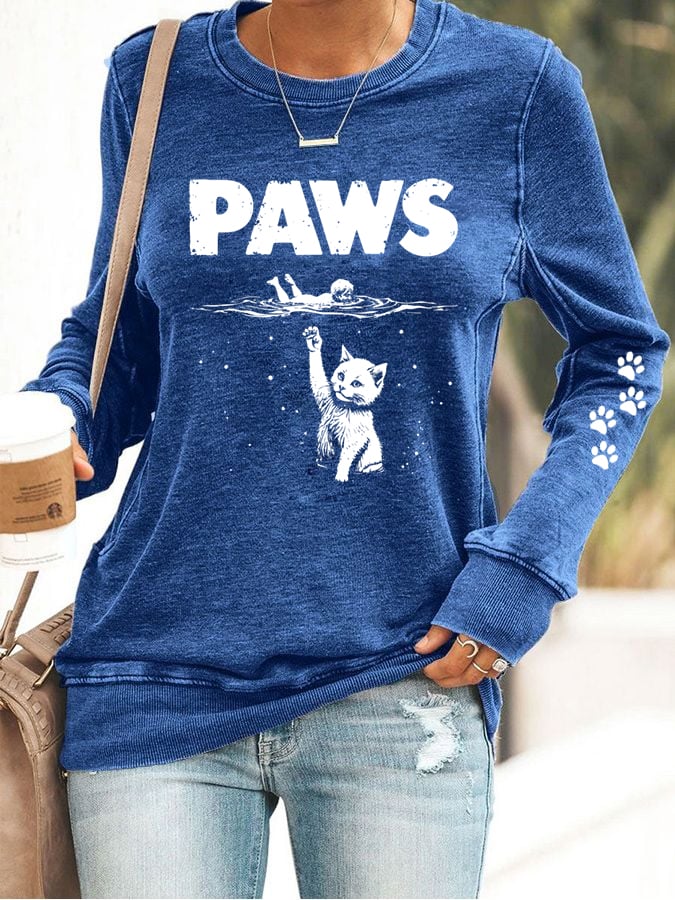 Women's Paws Cat Print Sweatshirt