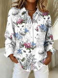 Women's Floral Cat Print Casual Shirt