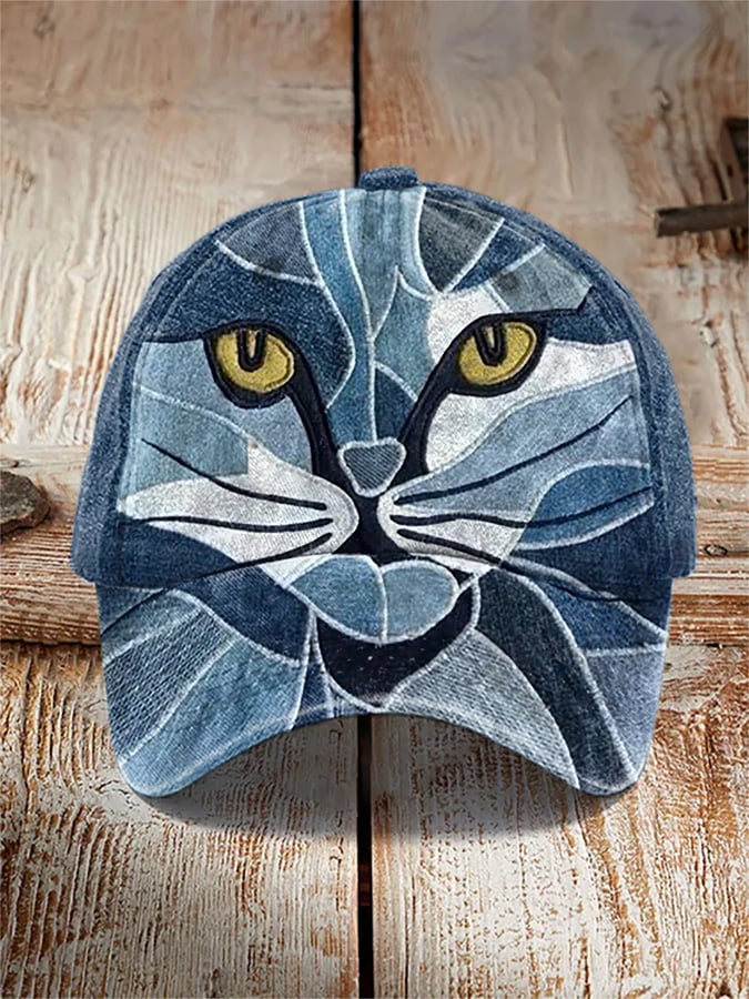 Unisex Animal Abstract Cat Pattern Print Vintage Baseball Cap