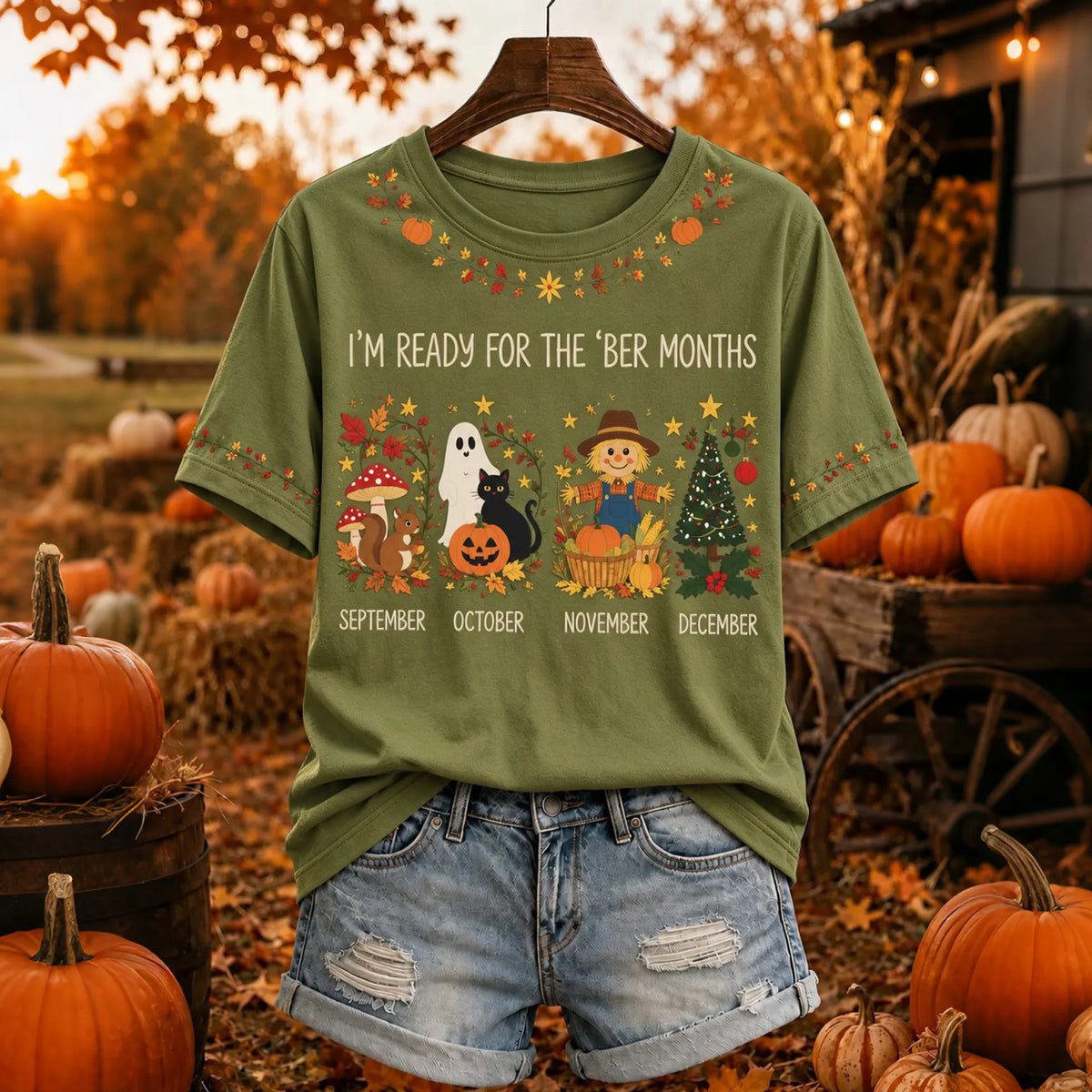 Women's I'm Ready For The 'ber Months Print Casual Crew Neck T-shirt
