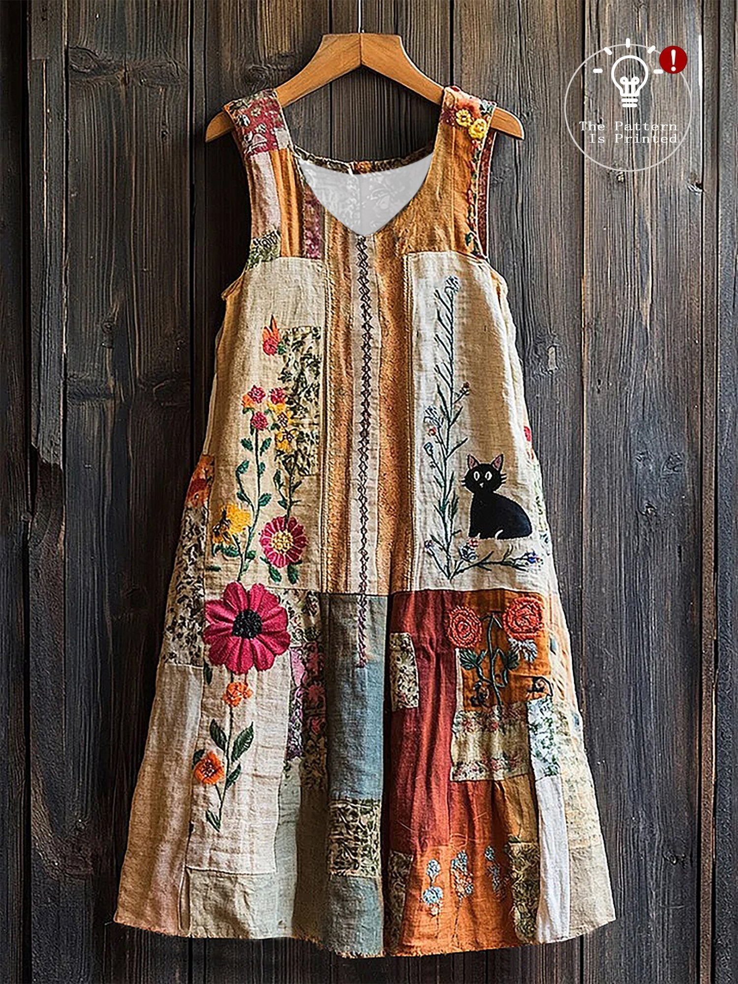 🐾Buy 3 Save 10%🐱Women's Cute Cat Print Sleeveless V Neck Dress💛100% For Shelter Pets🐱🐶
