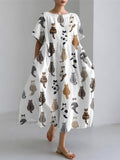 🐾 Buy 3 Save 10%🐱Women's Cute Cats Embroidery Print Short Sleeve Midi Dress💛100% For Shelter Pets🐱🐶