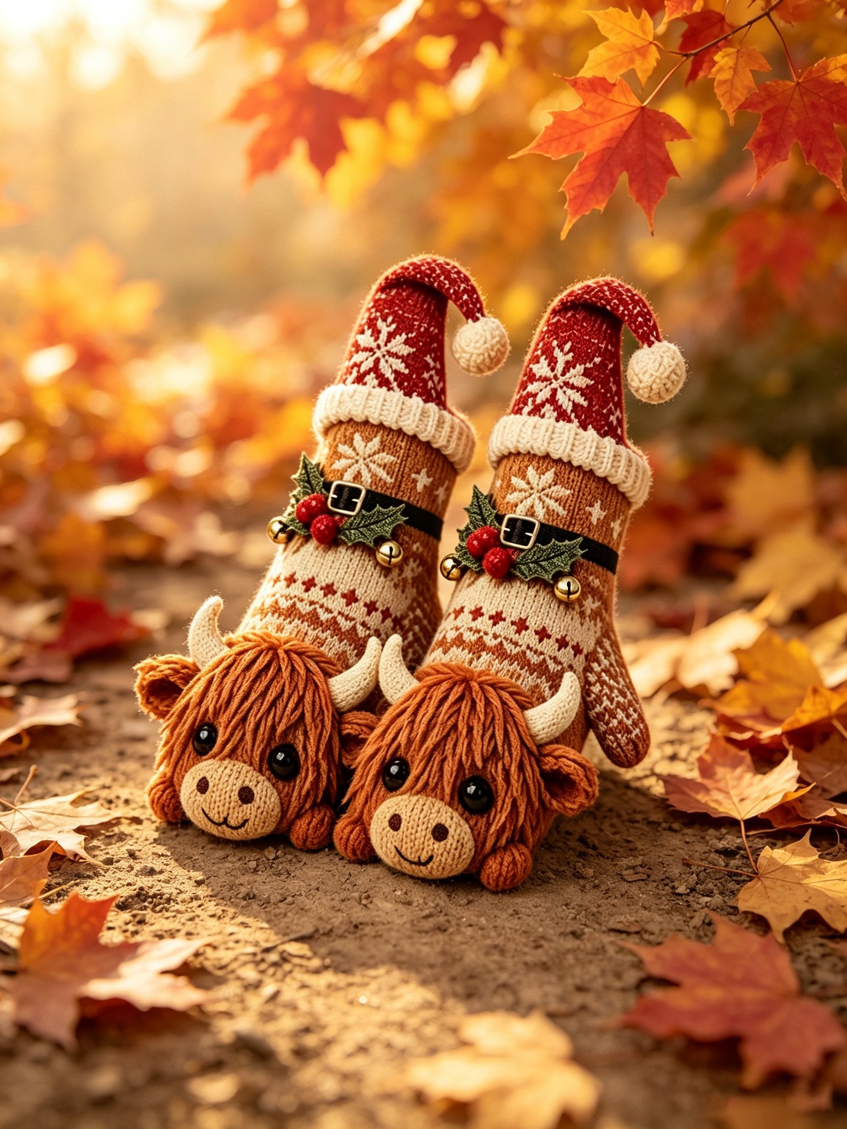 Cute 3D Highland Cow Hugging Knitted Socks
