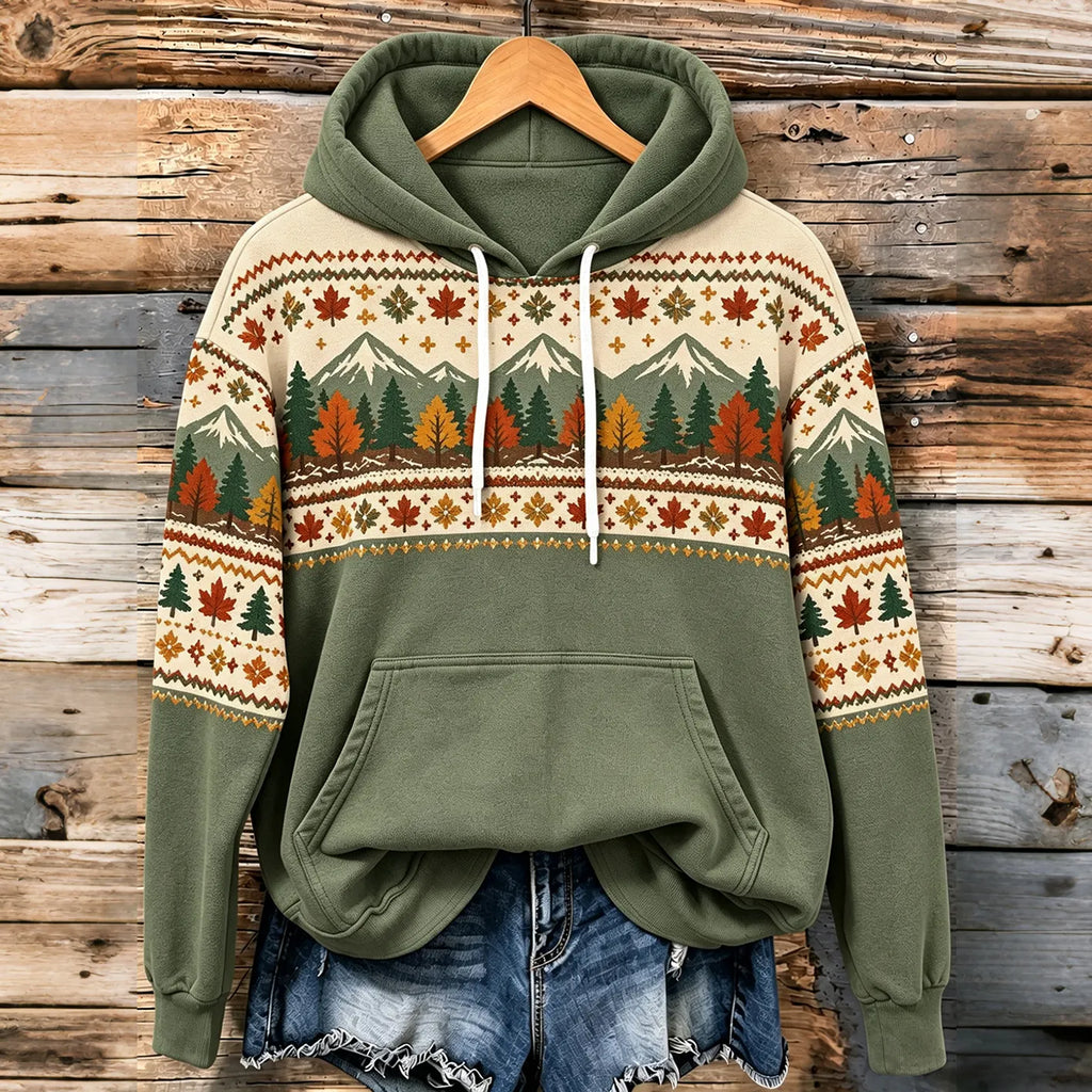 Women's Autumn Landscape Pattern Design Leisure Hoodie