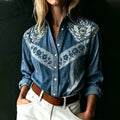 Women's Western Bohemian Plant Floral Pattern Shirt Top