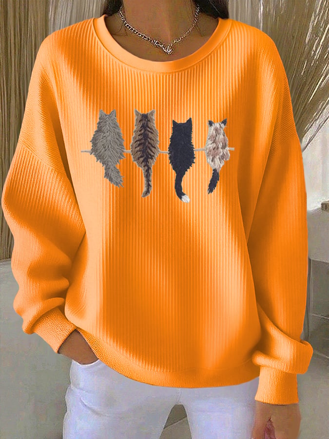 Women's Cute Cat Print Long Sleeve Top