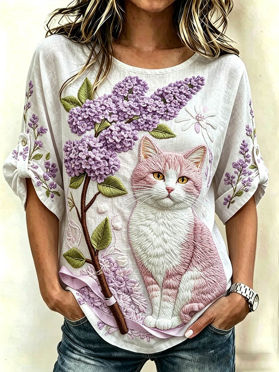🐾 Buy 3 Save 10%🐱Women's Cat-Themed Top💛100% For Shelter Pets🐱🐶