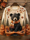 Women's Autumn Animal Print Crew Neck Long-Sleeve T-Shirt