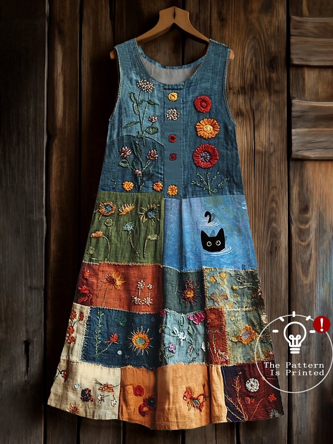 Women's Cute Cat Swim Sleeveless Round Neck Dress