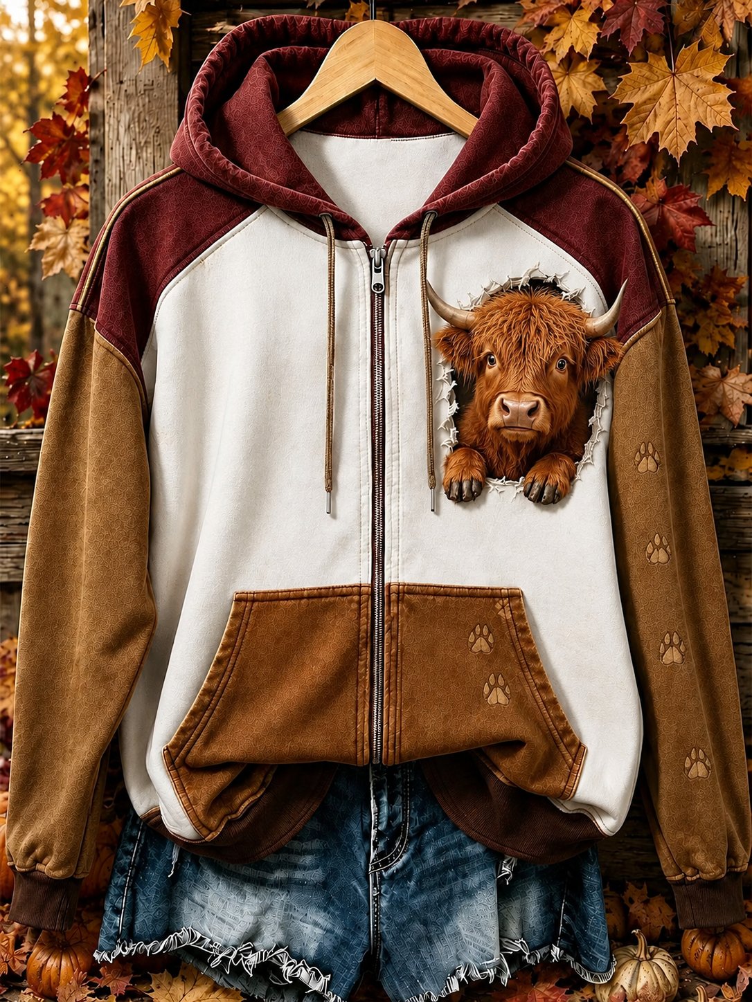 Women's Vintage Animal Print Hoodie
