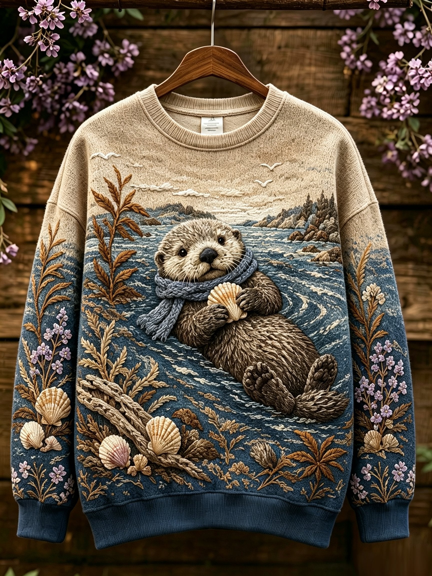 Women's Autumn Otter Printed Casual Sweatshirt