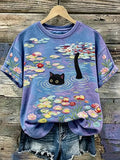 🐾 Buy 3 Save 10%🐱Women'S Casual Short-Sleeve Crew-Neck T-Shirt With Cute Cat Print💛100% For Shelter Pets🐱🐶