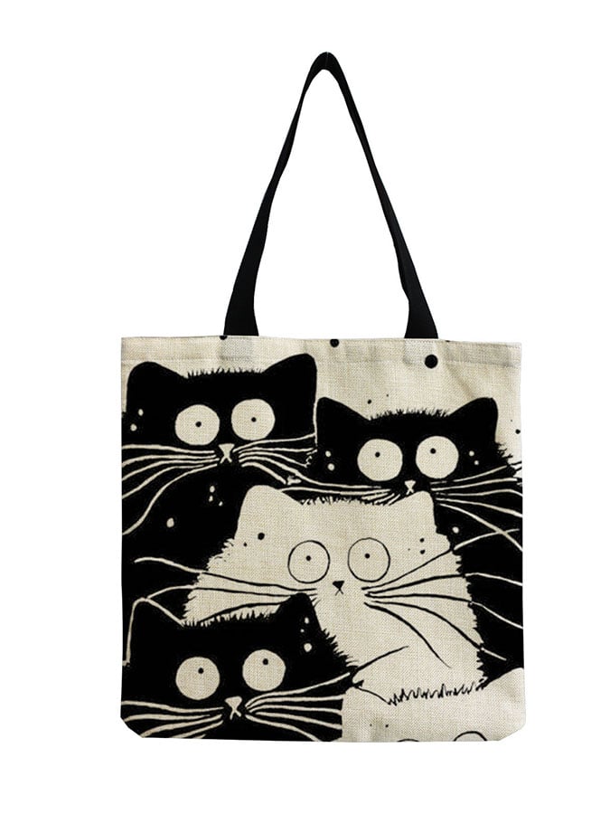 Fried Hair Cat Print Tote Bag
