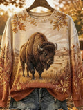 Women's Autumn Animal Print Crew Neck Long-Sleeve T-Shirt
