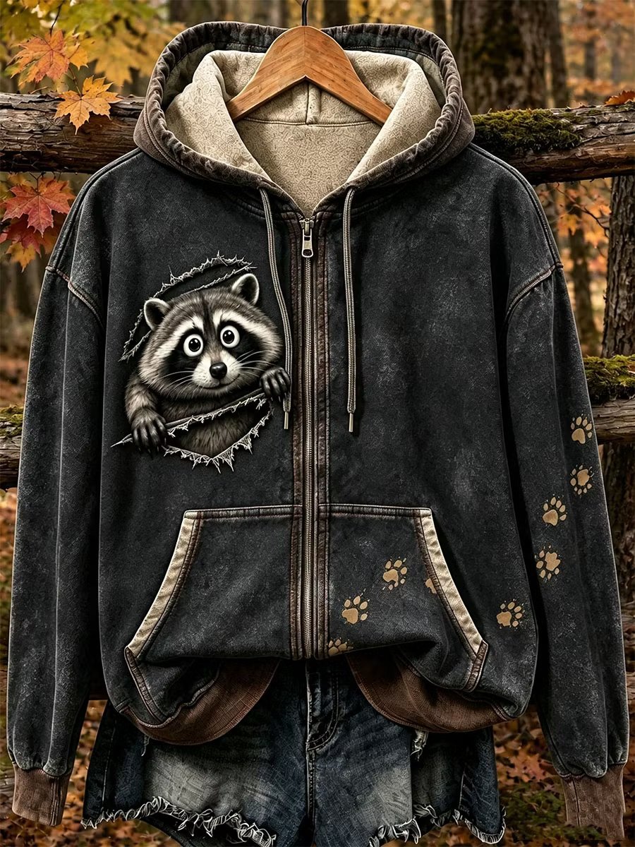 Women's Vintage Animal Print Hoodie