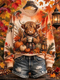 Women's Autumn Highland Denim Print Sweatshirt