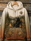 Women's Vintage Forest Camping Animal Print Hoodie