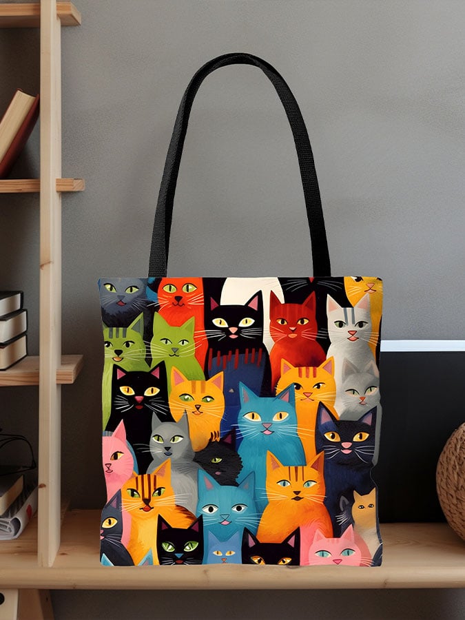 Colorful cats canvas bag