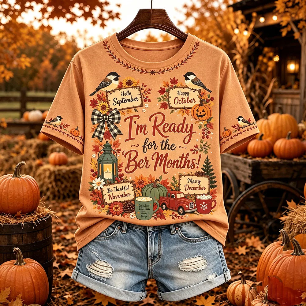 Women's Vintage I'm Ready For The Ber Months Print Short-sleeved T-shirt