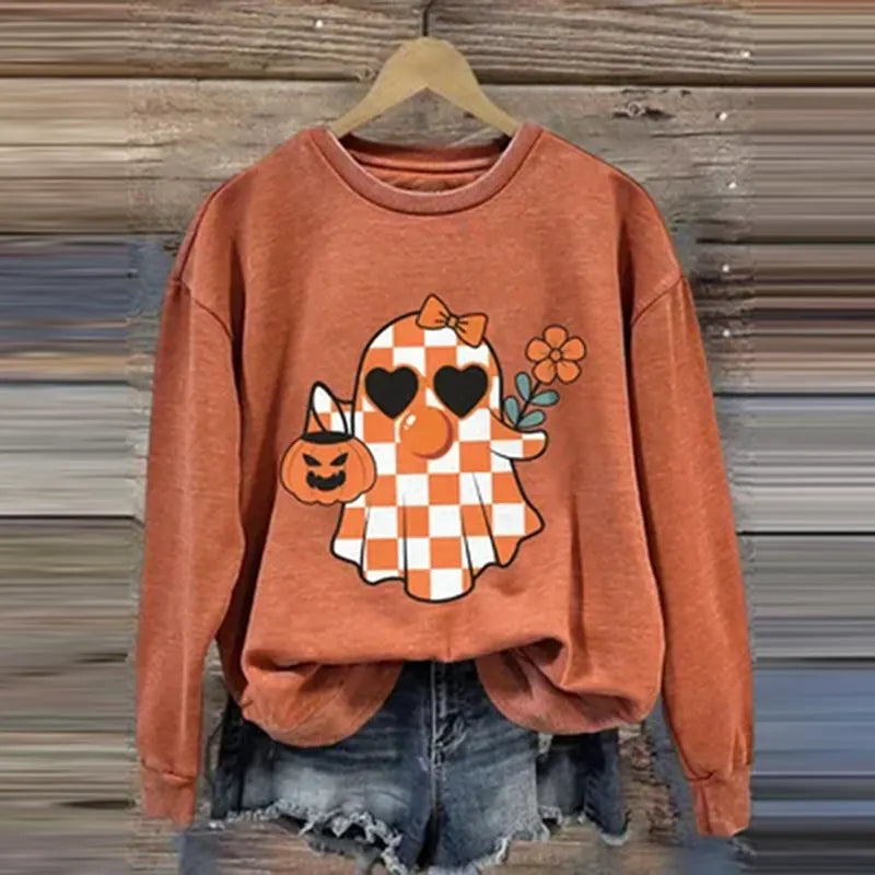 Halloween Pumpkin Ghost Autumn Printed Women's Sweatshirt