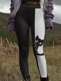 Women's Black Cat Print Pants