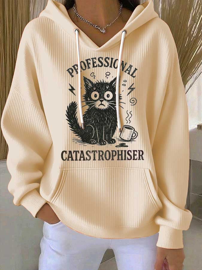 Women's Professional Disaster Cat Print T-Shirt