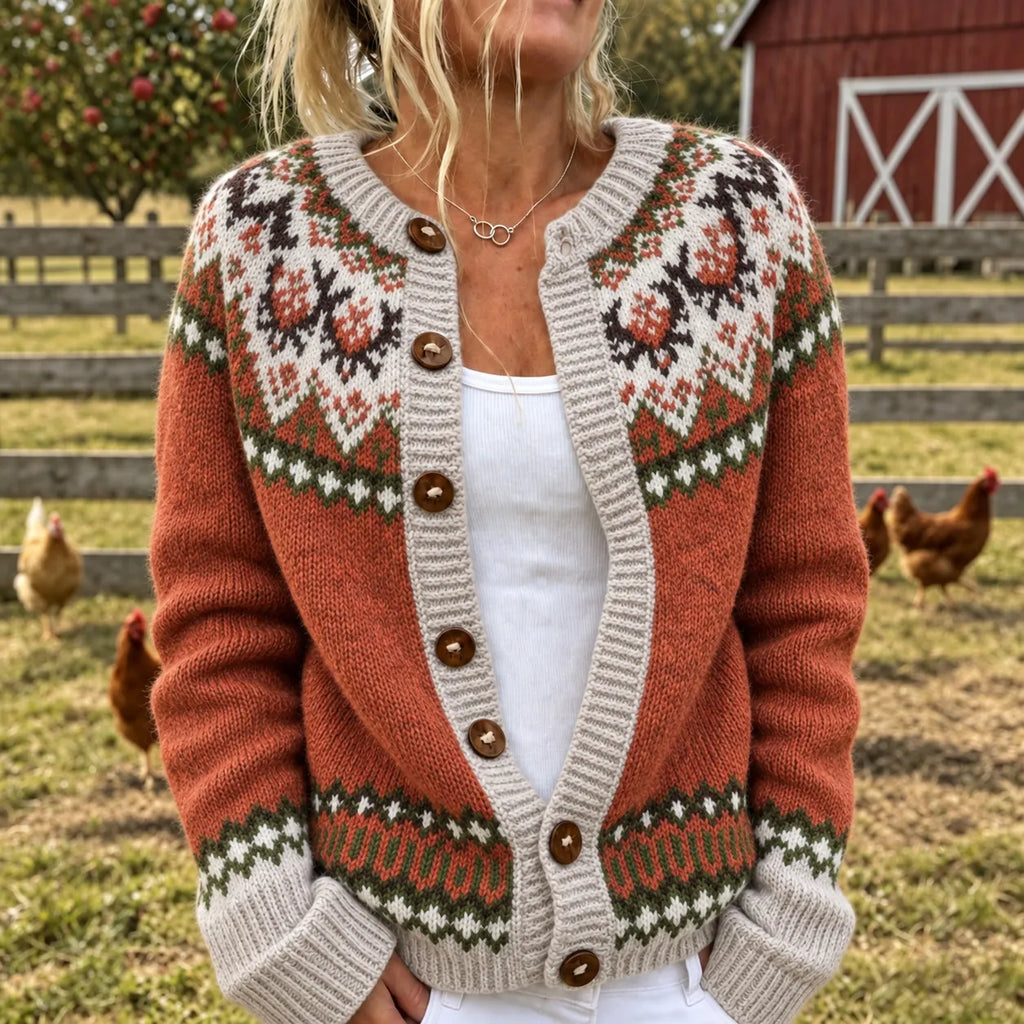 Women's Vintage Fair Isle Art Knit Cardigan