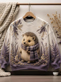 Women's Autumn Animal Print Crew Neck Long-Sleeve T-Shirt