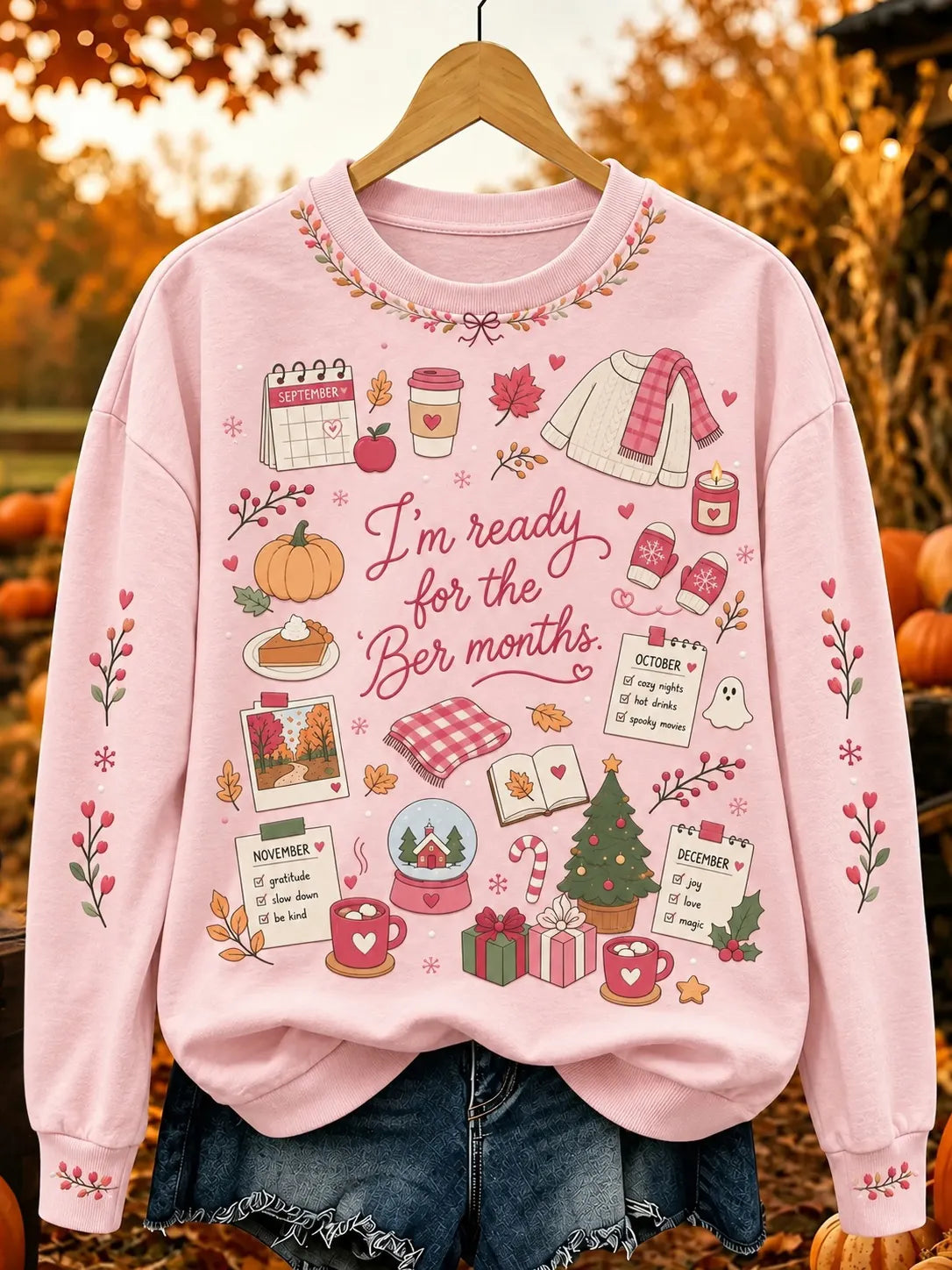 Women's Vintage I'm Ready For The Ber Months Print Cozy Sweatshirt