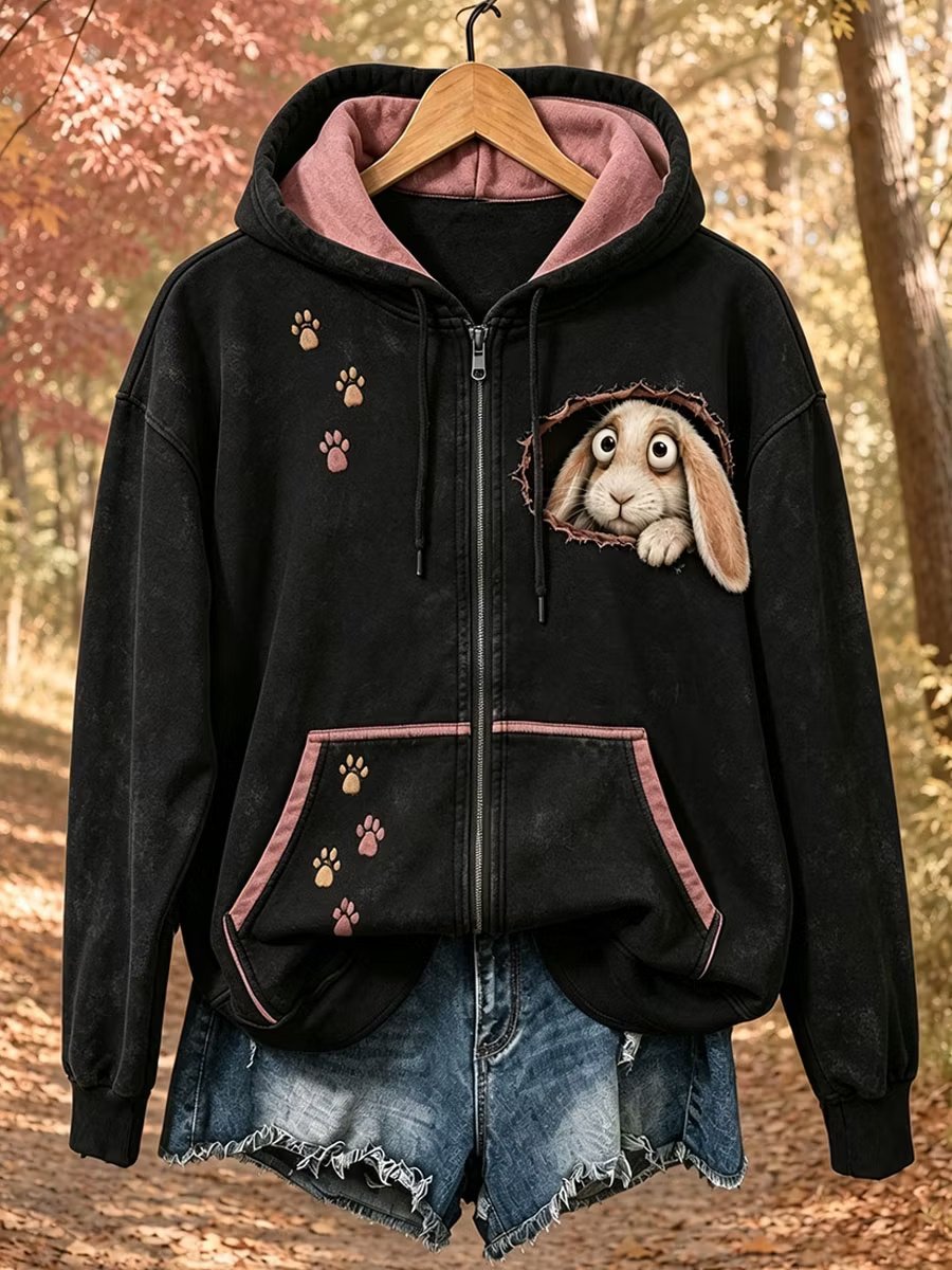 Women's Vintage Animal Print Hoodie