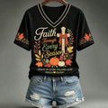 Women's Vintage Autumn Faith Cross-print T-shirt