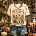 Women's Retro Vacation Autumn Plaid Letter Painting V-neck Short Sleeve T-shirt